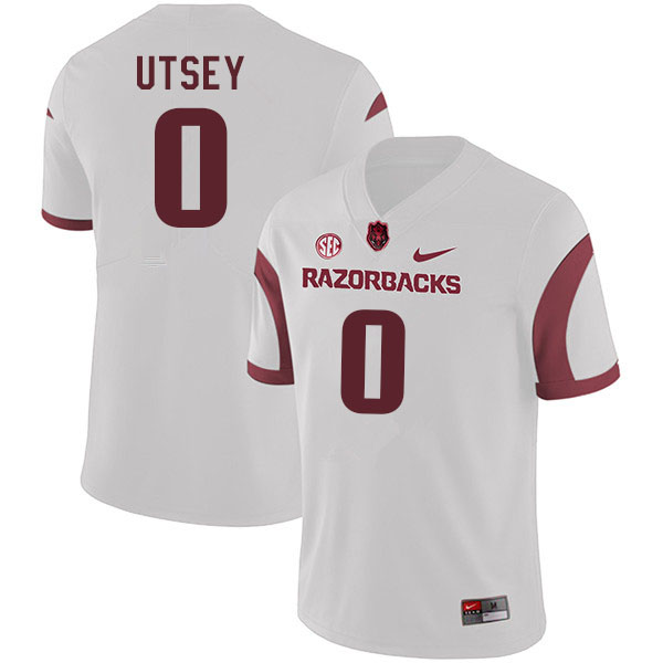 Men #0 Markell Utsey Arkansas Razorbacks College Football Jerseys Sale-White